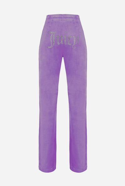 Pantaloni Tina Lilla con maxi logo strass