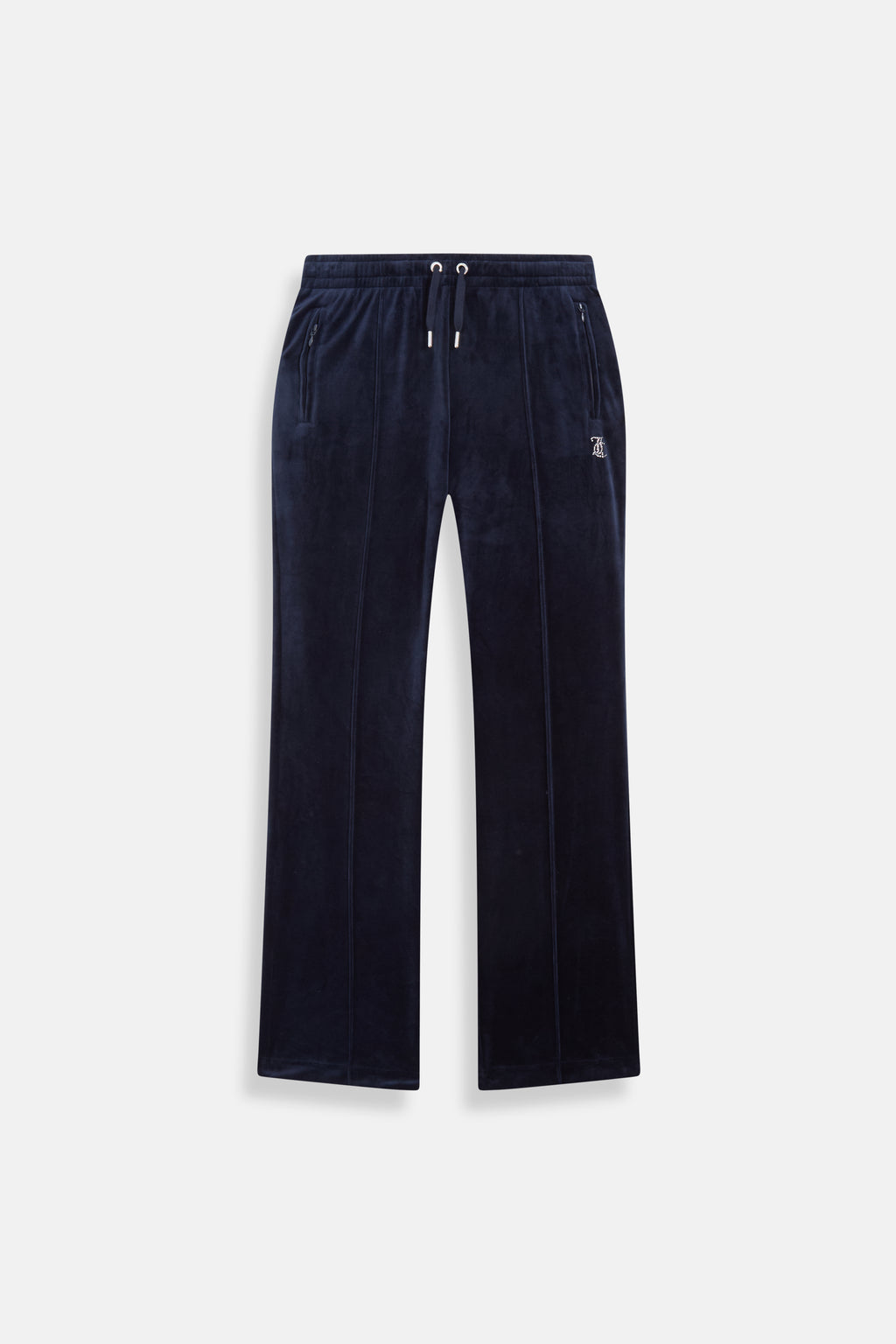 Pantaloni in velltuo Tina a vita media con logo Juicy in strass colore Blu