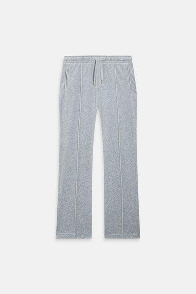 Pantaloni in velltuo Tina a vita media con logo Juicy in strass colore Grigio