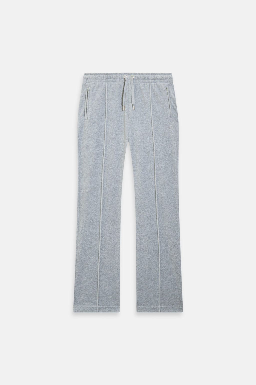 Pantaloni in velltuo Tina a vita media con logo Juicy in strass colore Grigio