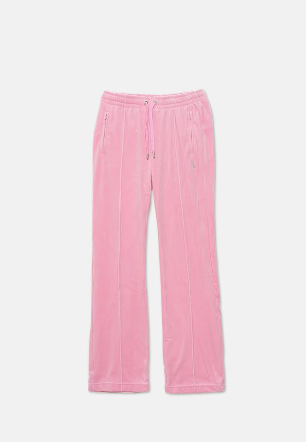 Pantaloni Tina Rosa confetto con maxi logo strass
