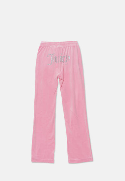 Pantaloni Tina Rosa confetto con maxi logo strass