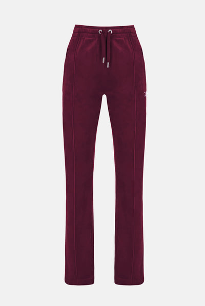 Pantaloni Tina Bordeaux con maxi logo strass