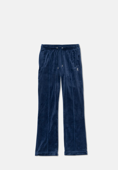 Pantaloni Tina Blu Royal con maxi logo strass