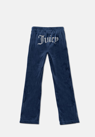 Pantaloni Tina Blu Royal con maxi logo strass