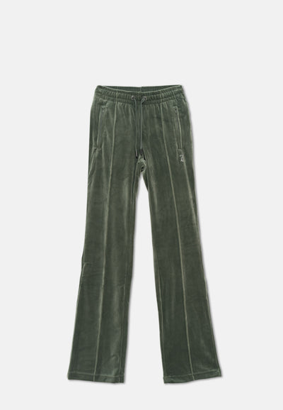 Pantaloni Tina Verde foresta con maxi logo strass