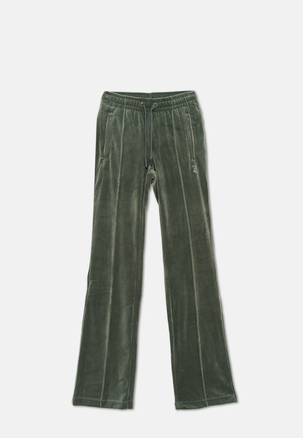 Pantaloni Tina Verde foresta con maxi logo strass