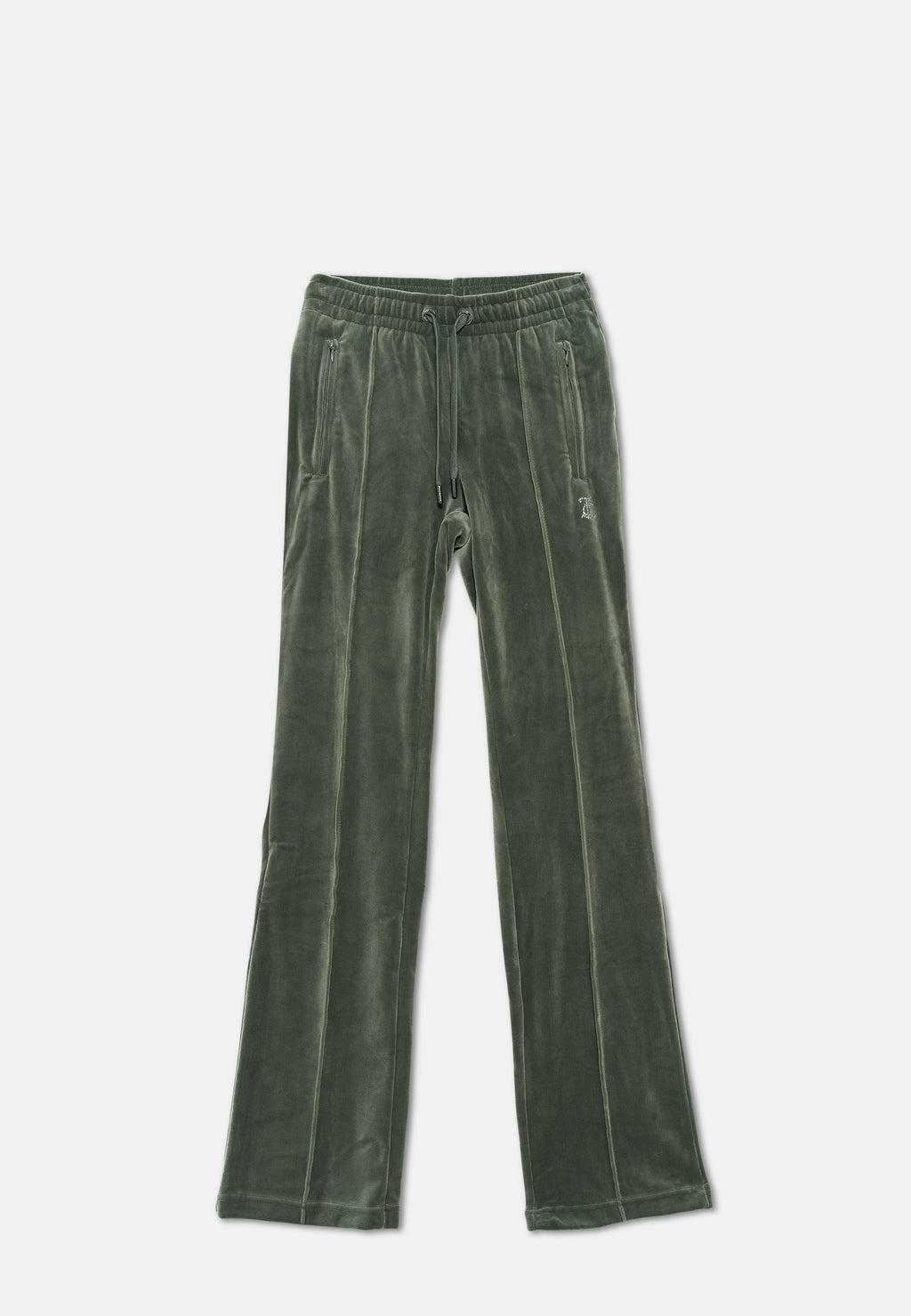 Pantaloni Tina Verde foresta con maxi logo strass