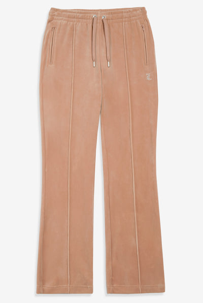 Pantaloni Tina Beige miele con maxi logo strass