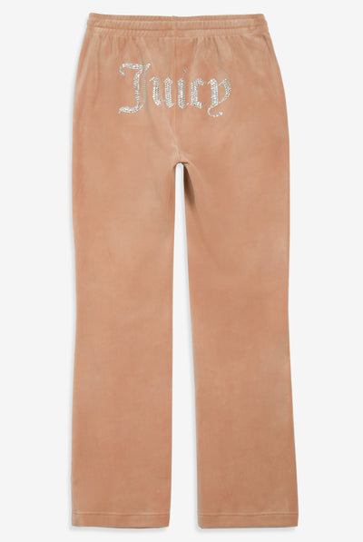 Pantaloni Tina Beige miele con maxi logo strass