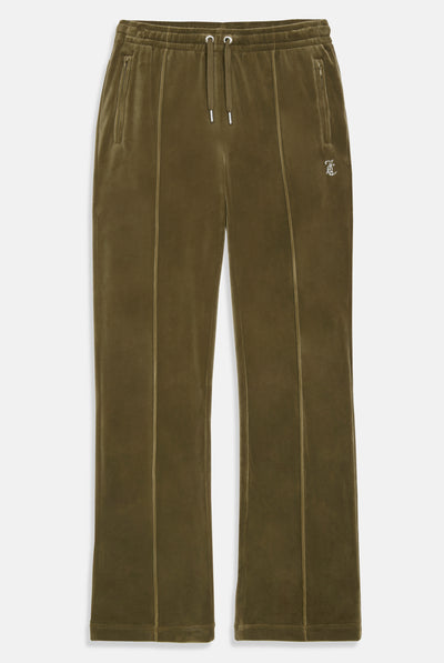 Pantaloni Tina Verde oliva con maxi logo strass
