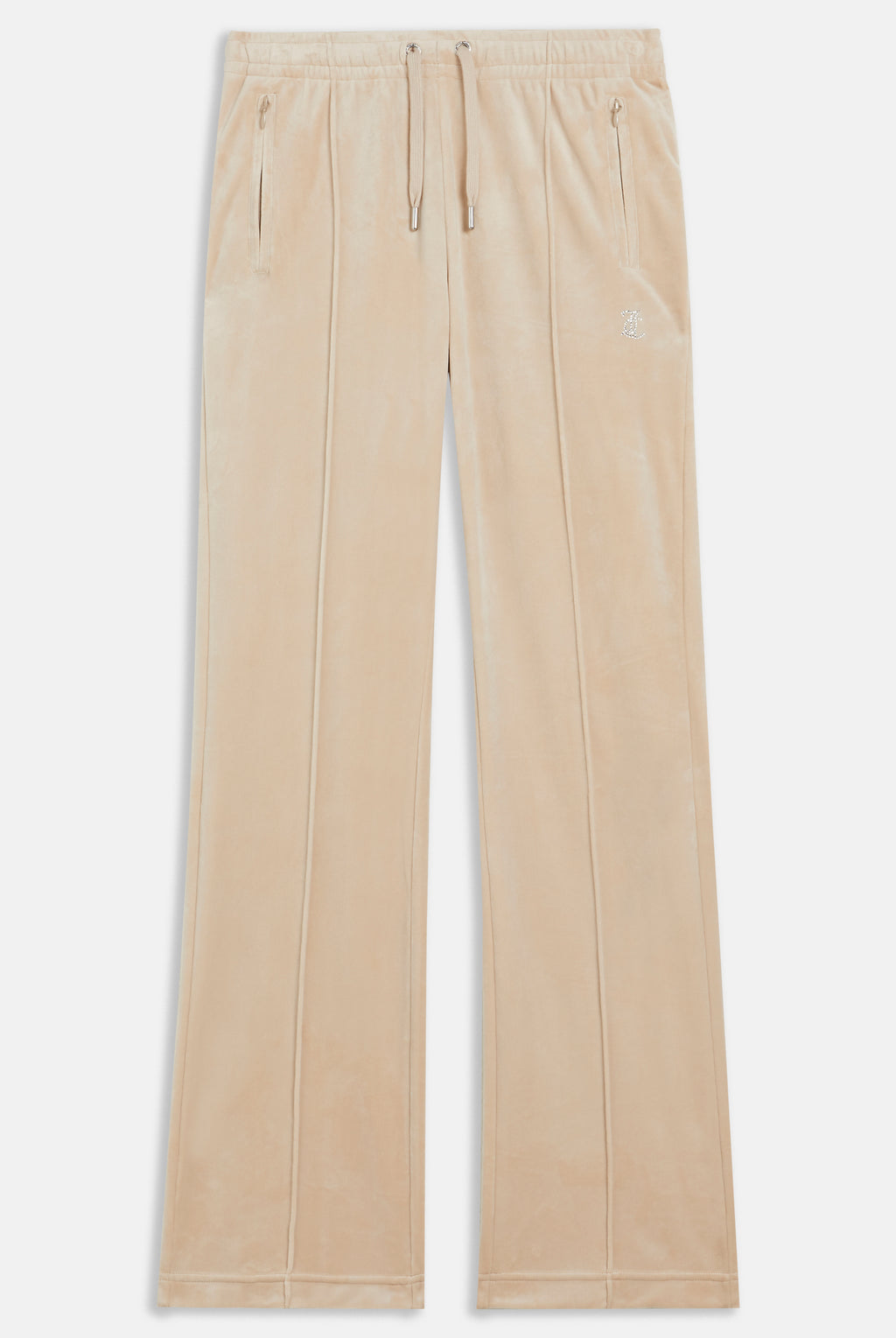 Pantaloni Tina Beige sabbia con maxi logo strass
