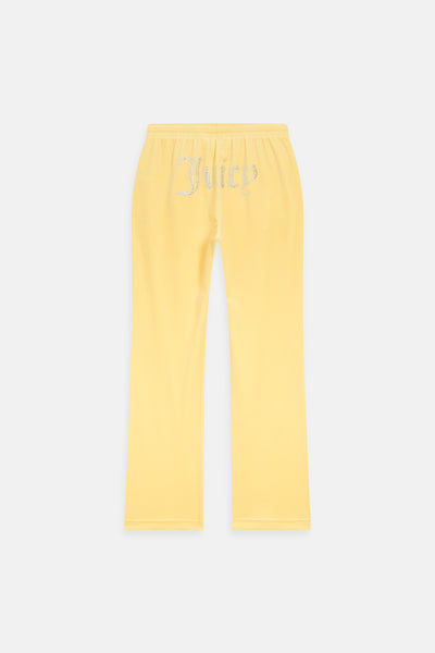 Pantaloni Tina Giallo limone con maxi logo strass
