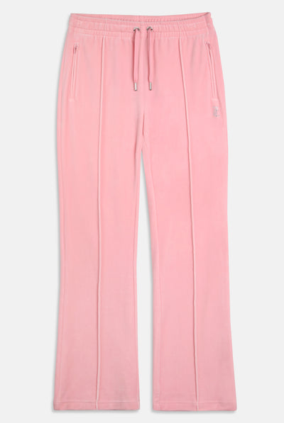 Pantaloni in velltuo Tina a vita media con logo Juicy in strass colore Rosa