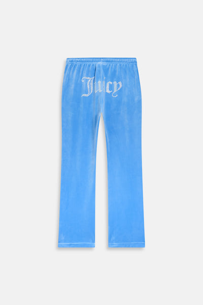 Pantaloni Tina Blu cielo con maxi logo strass