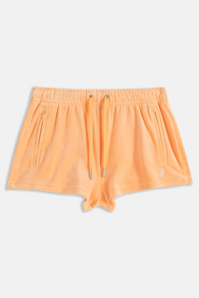 Pantaloncini Juicy in velluto con logo in strass colore Arancione