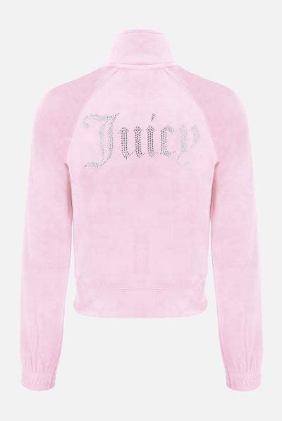 Felpa Tanya Rosa ciliegio con cerniera e logo strass