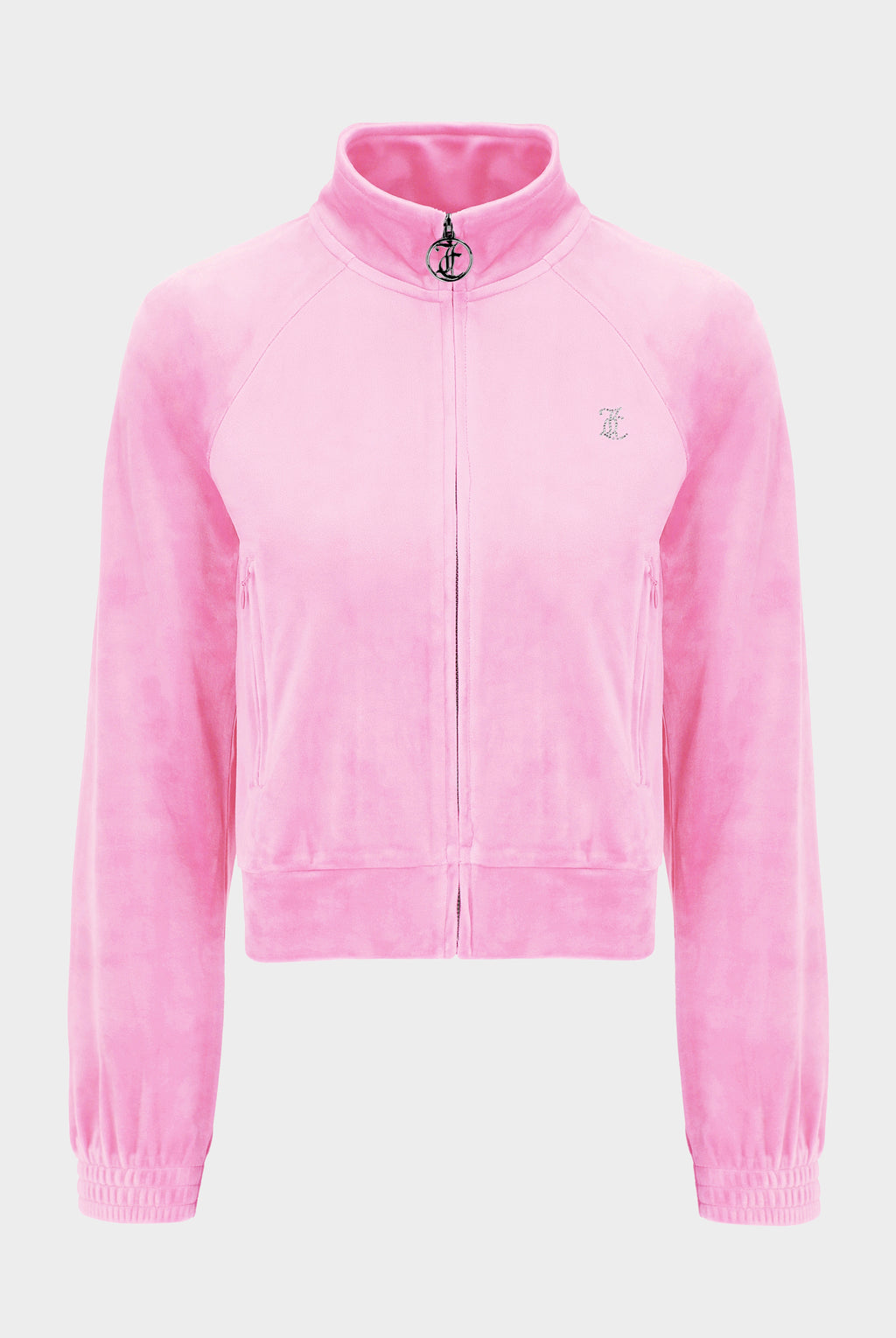 Felpa Tanya Rosa confetto con cerniera e logo strass