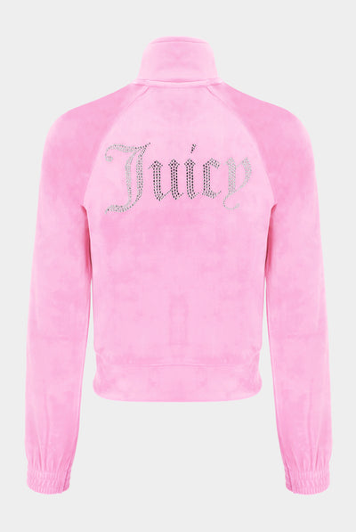 Felpa Tanya Rosa confetto con cerniera e logo strass