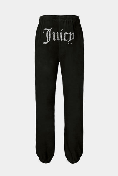 Pantaloni Lilian Nero con elastico al fondo e logo strass