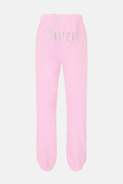 Pantaloni Lilian Rosa ciliegio con elastico al fondo e logo strass