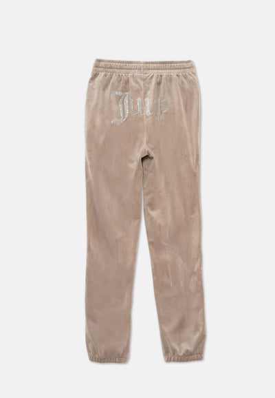 Pantaloni Lilian Tortora chiaro con elastico al fondo e logo strass