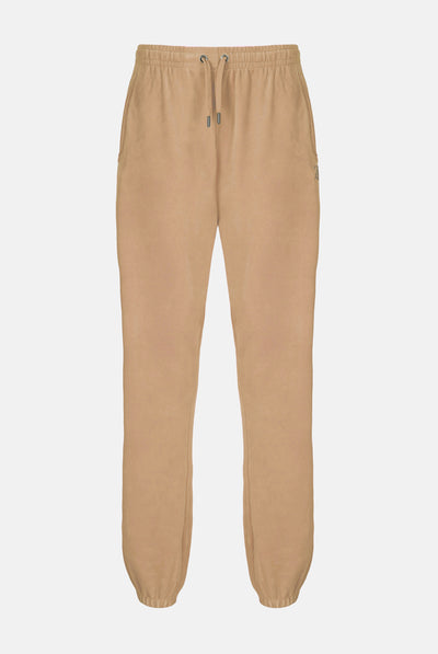 Pantaloni Lilian Caramello dorato con elastico al fondo e logo strass
