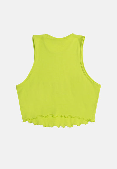Top Juicy corto in jersey con logo in strass e fondo ondulato colore Verde fluo