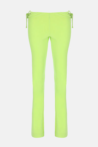 Pantaloni Juicy a gamba a zampa in jersey con lacci laterali colore Verde fluo
