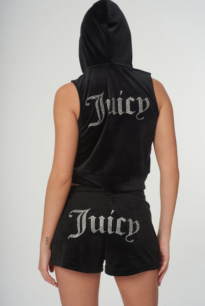 Gilet Juicy  Couture in velluto con logo in strass colore Nero