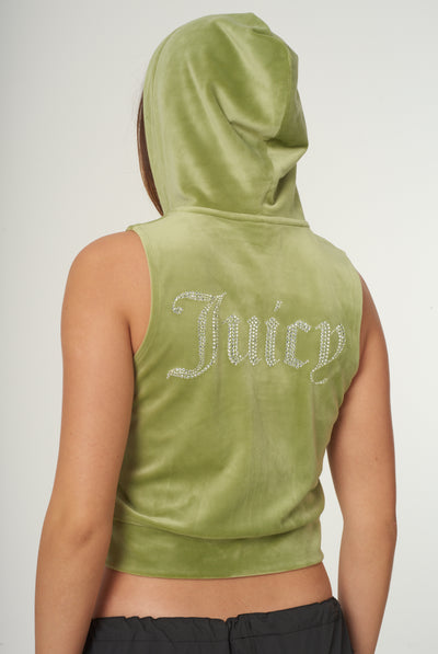 Gilet Juicy  Couture in velluto con logo in strass colore Verde