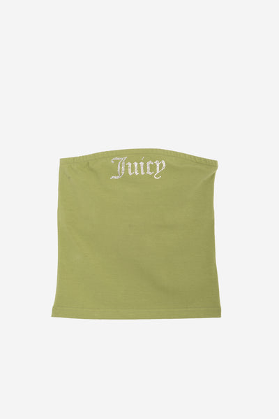 Top a fascia in cottone con logo in strass colore Verde