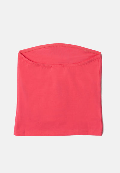 Top a fascia in cottone con logo in strass colore Rosa