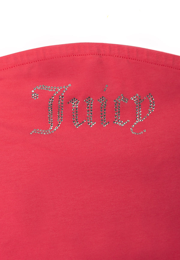 Top a fascia in cottone con logo in strass colore Rosa