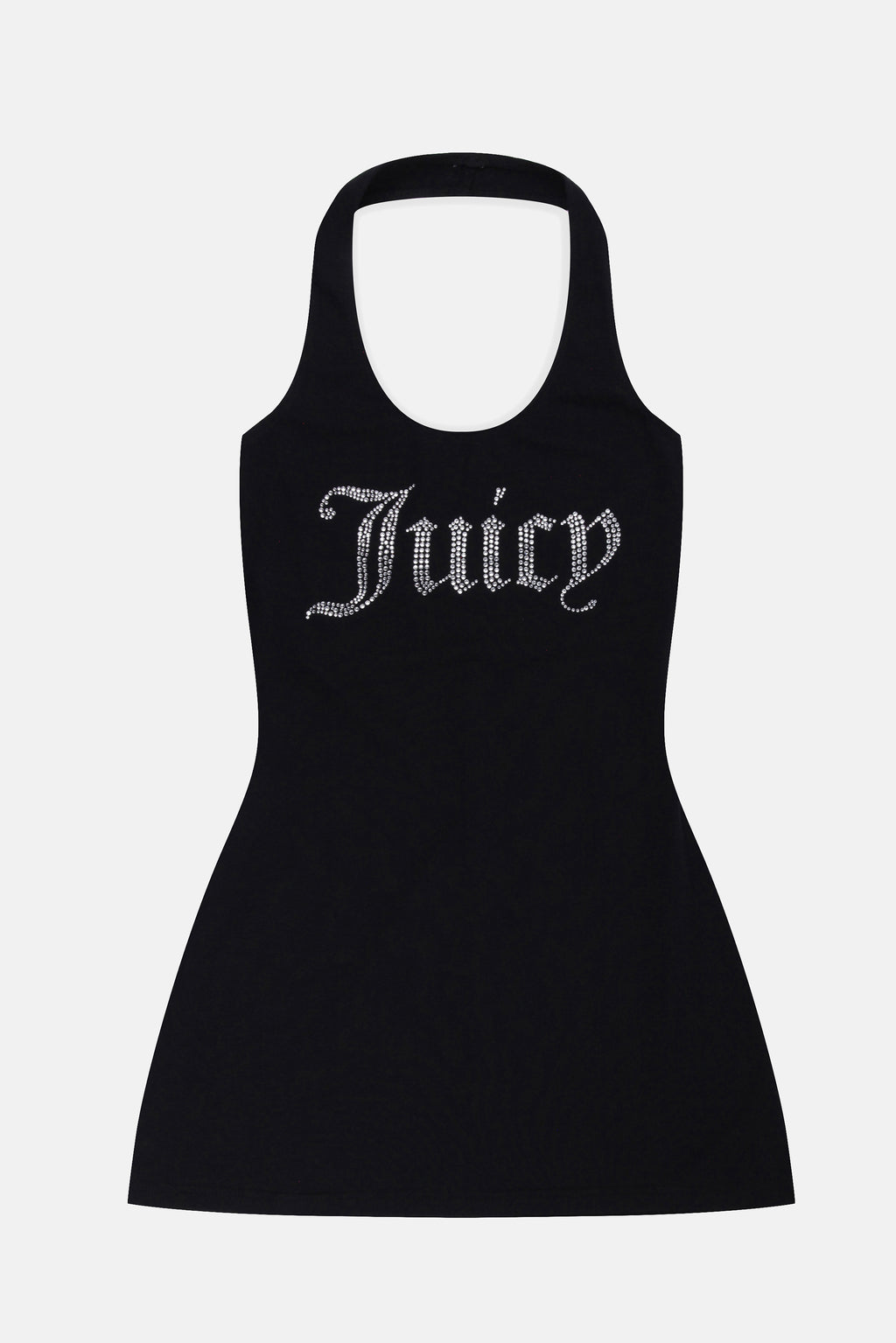 Abito in jersey con scollo halter e logo in strass colore Nero