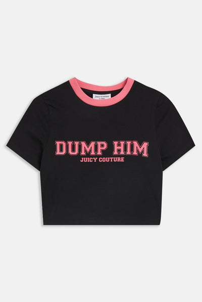 T-shirt Juicy corta in jersey con stampa 'Dump Him' a contrasto colore Nero