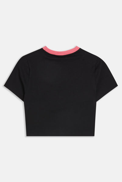 T-shirt Juicy corta in jersey con stampa 'Dump Him' a contrasto colore Nero