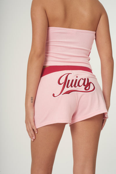Pantaloncini Juicy in spugna con coulisse in vita e logo stampato fronte e retro colore Rosa