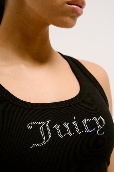 Canotta Racer Nera con logo strass