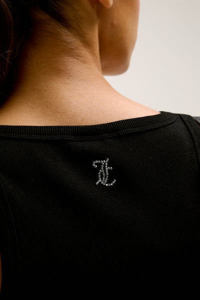 Canotta Racer Nera con logo strass