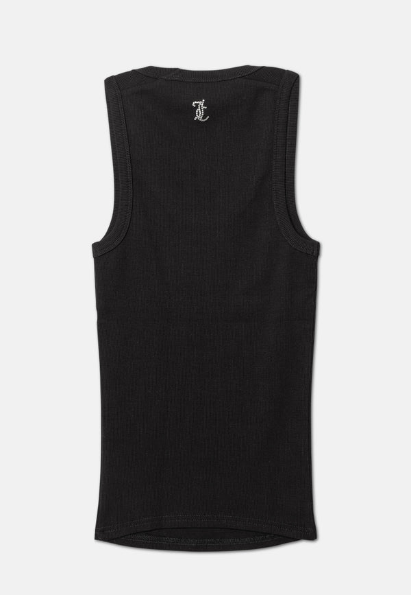 Canotta Racer Nera con logo strass