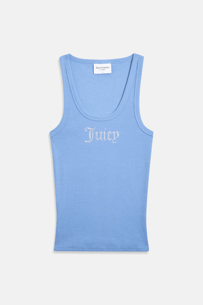 Canotta Racer Blu cielo con logo strass