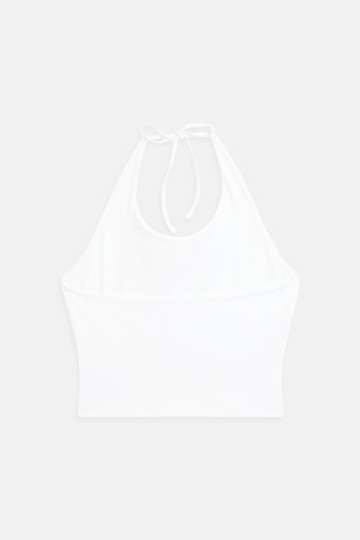 Top Halter Bianco con maxi logo strass