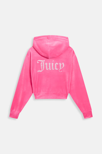 Felpa Iccle Rosa lampone  con maxi logo strass sul retro