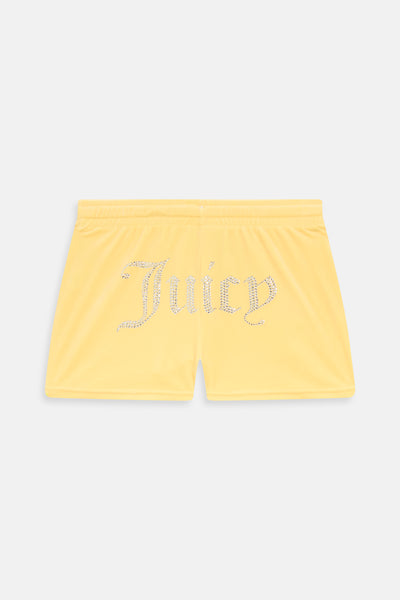 Pantaloncini Tamia Giallo limone con maxi logo strass