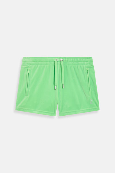 Pantaloncini Tamia in velluto con logo in strass colore Verde