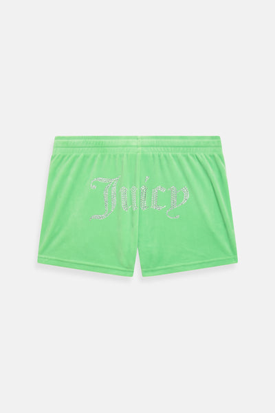Pantaloncini Tamia in velluto con logo in strass colore Verde