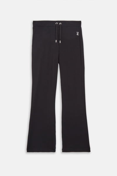 Pantaloni Apollo Nero a gamba larga con logo strass sul retro