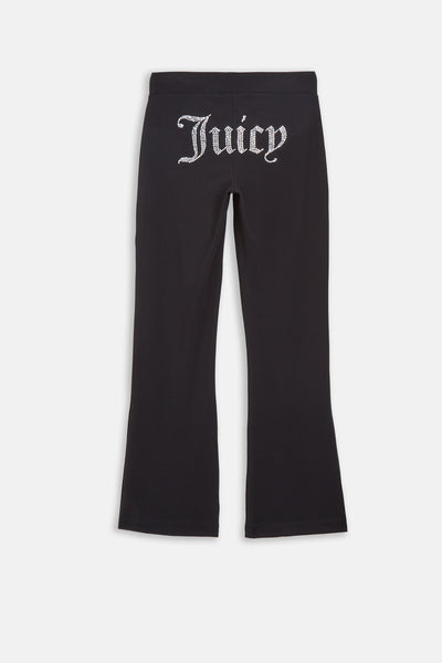 Pantaloni Apollo Nero a gamba larga con logo strass sul retro