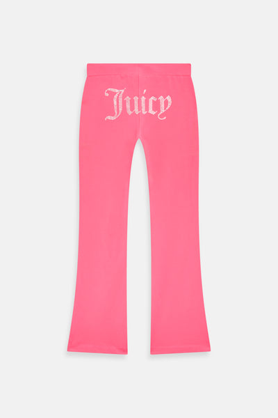 Pantaloni Apollo Rosa lampone a gamba larga con logo strass sul retro
